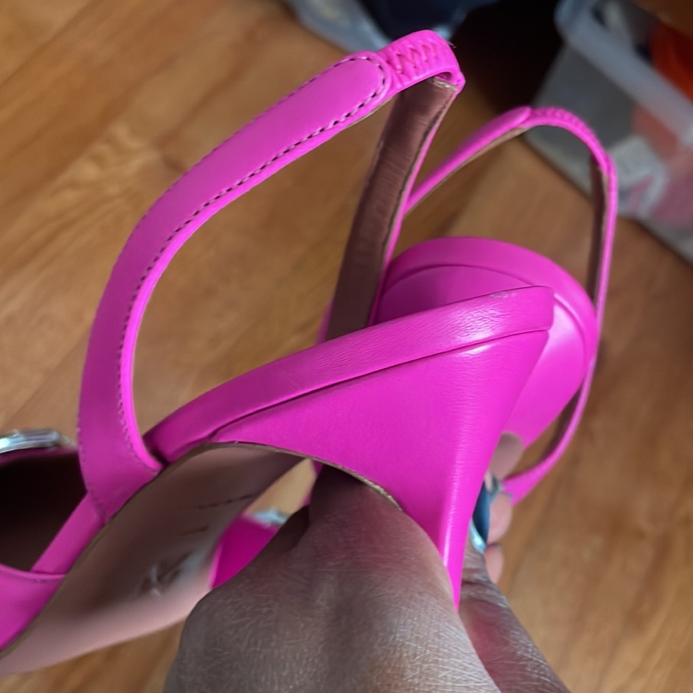 Amina Muaddi Camelia 90MM Leather Slingback Pumps - Picture 11 of 11